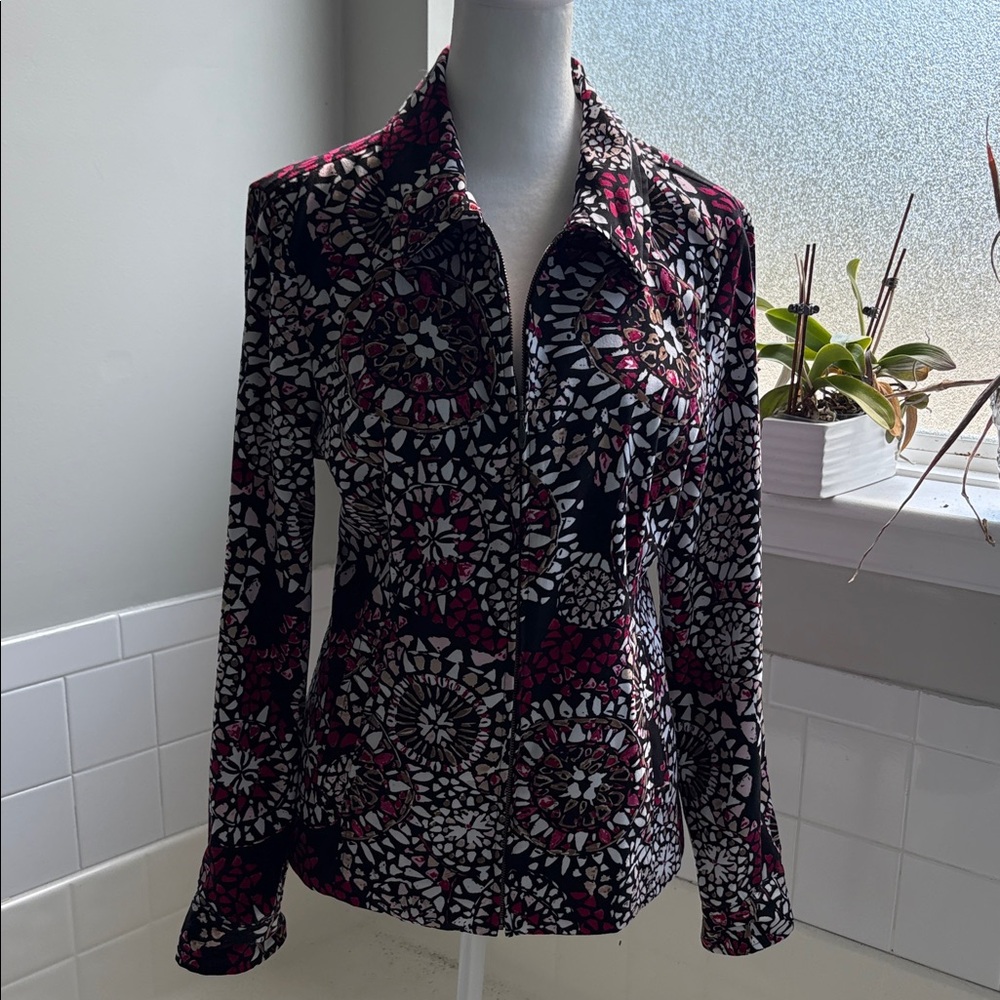 Christopher & Banks Women's Red and Black Patterned Blazer